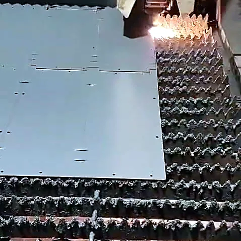 Fiber laser cutting a steel sheet