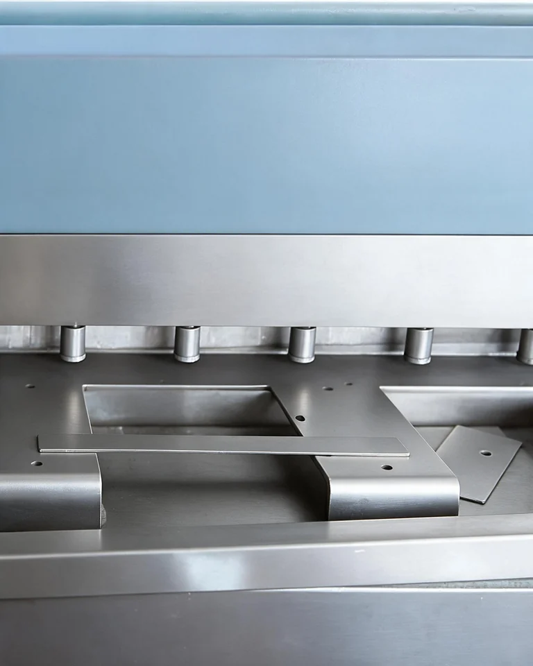 Press brake with bent steel parts